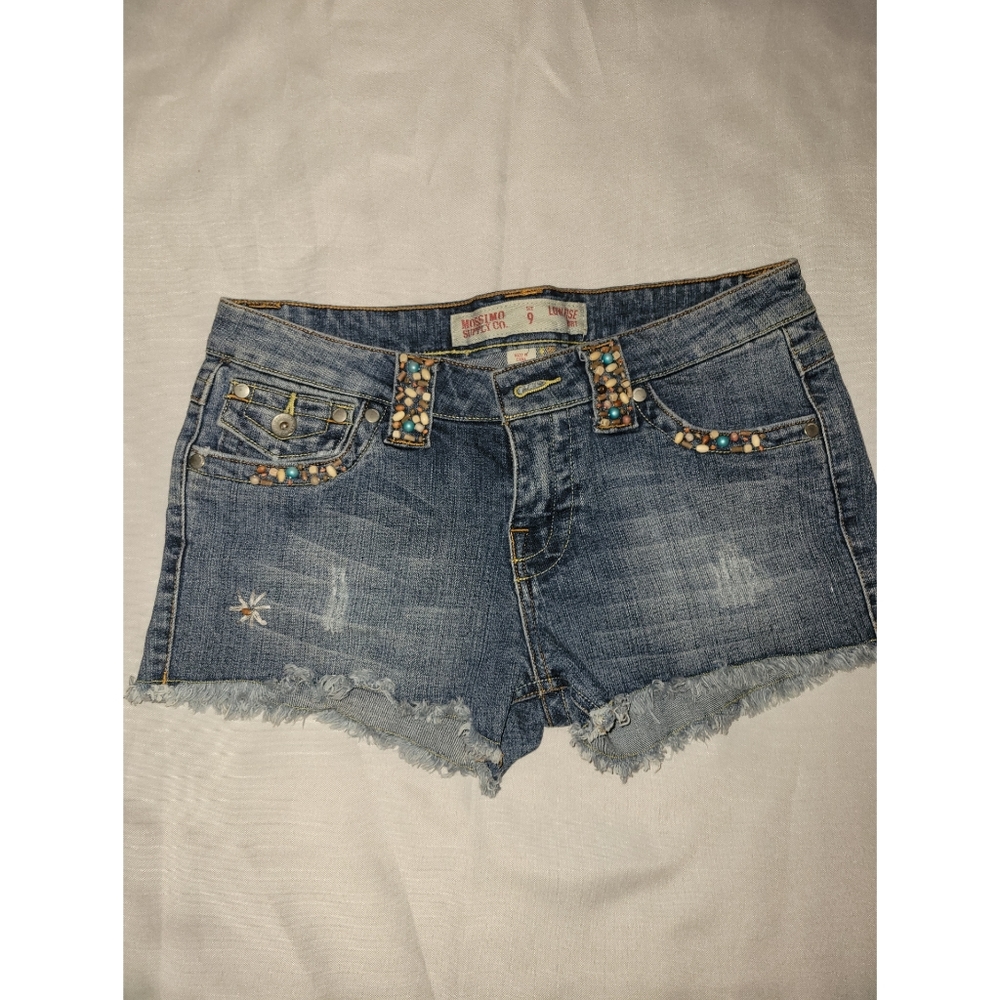 Mossimo low rise beaded jean shorts